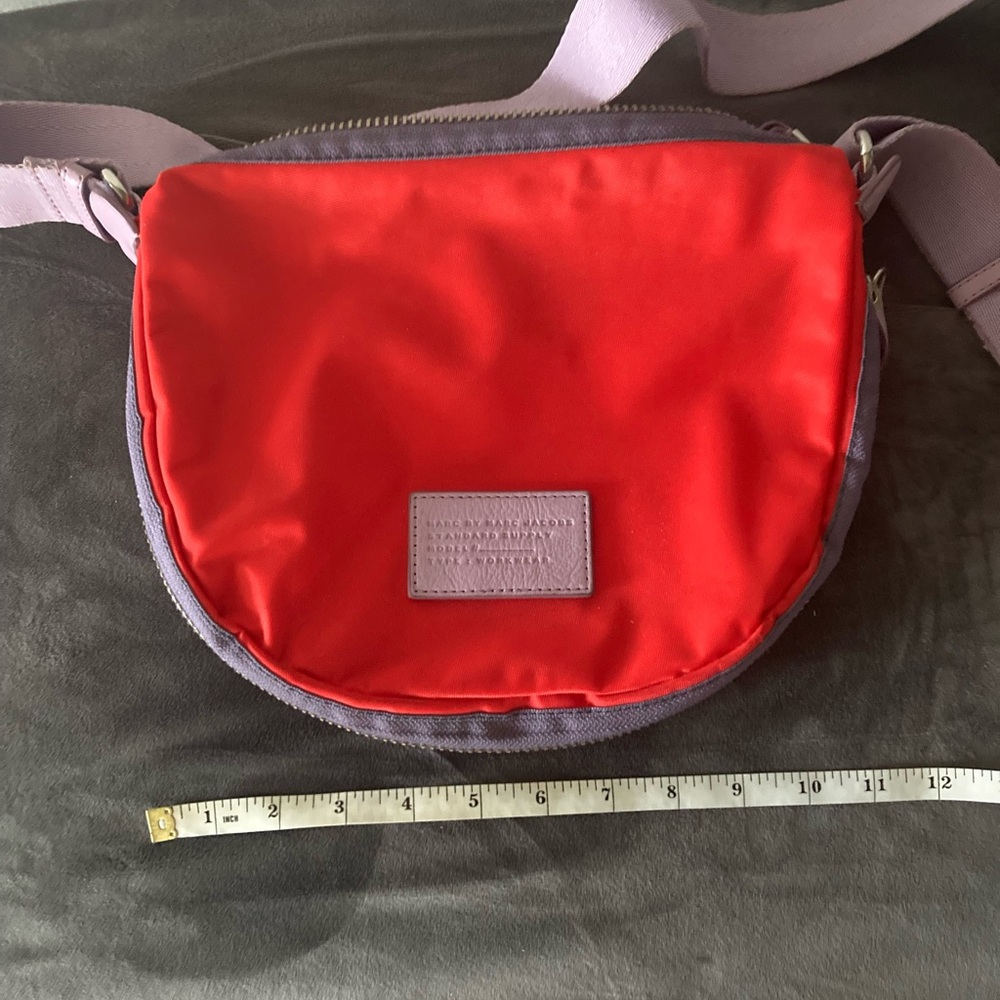 Marc by Marc Jacobs Vibrant Red and Purple Crossbody Bag with Adjustable Strap